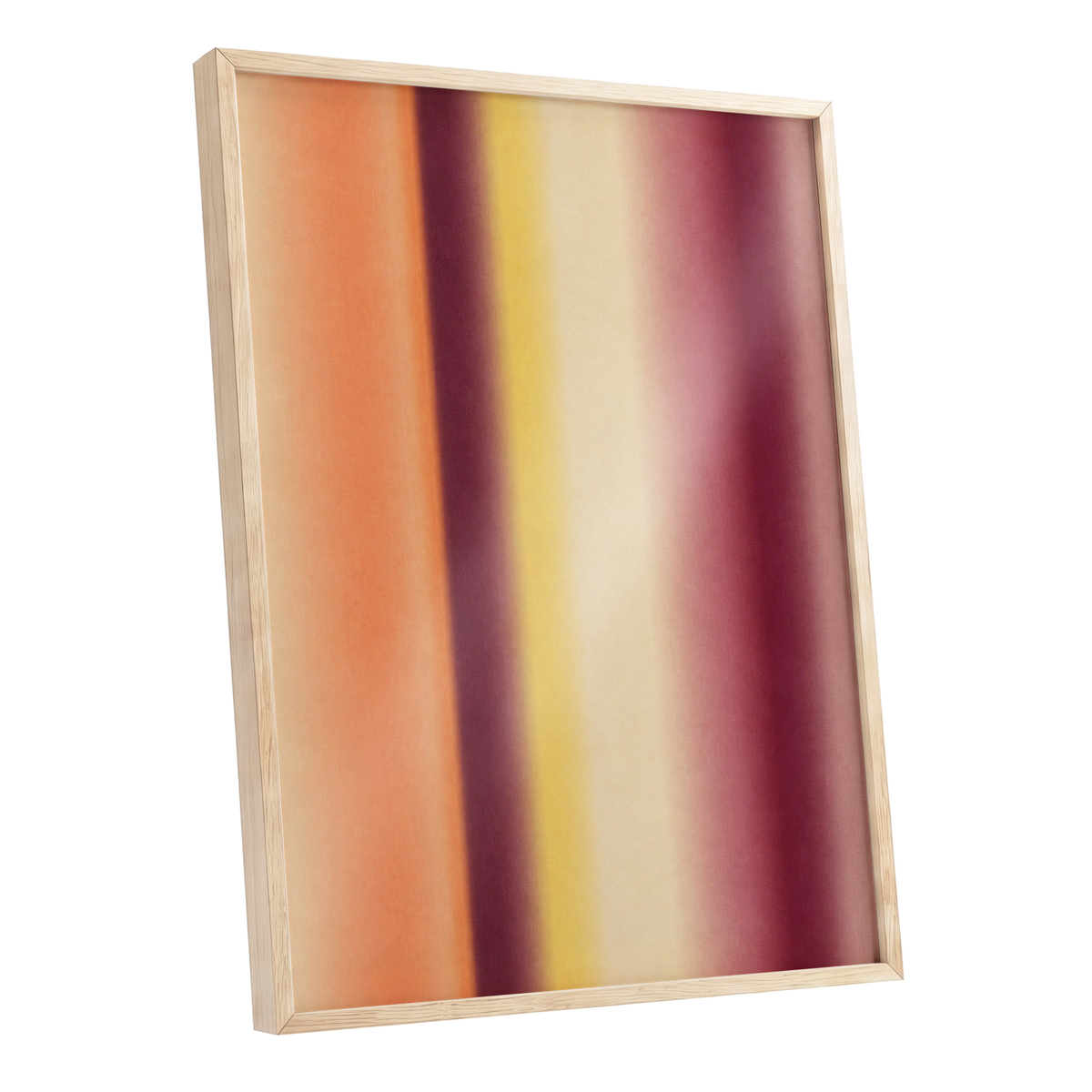 Amber Blush, orange, yellow, beige abstract wall art shown as a oak framed poster wall art print
