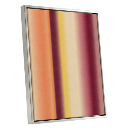 Amber Blush, orange, yellow, beige abstract wall art shown as a silver framed canvas wall art
