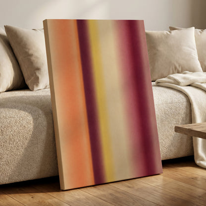 Amber Blush, orange, yellow, beige abstract wall art displayed in a styled interior, gallery view 3