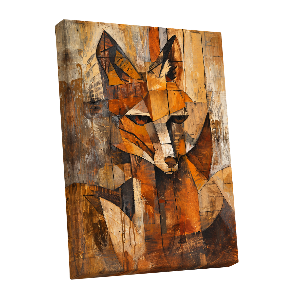 Amber Fox Fragments, orange, brown, beige nature wall art shown as a stretched canvas wall art