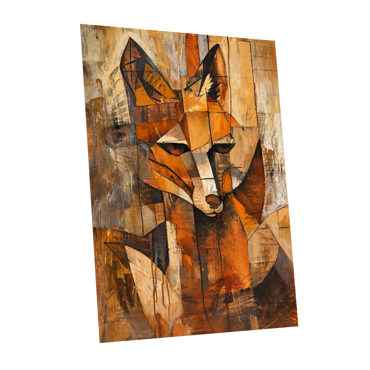 Amber Fox Fragments, orange, brown, beige nature wall art shown as a unframed poster wall art print