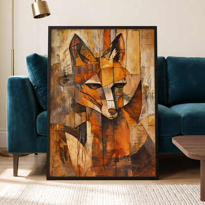 Amber Fox Fragments, orange, brown, beige nature wall art displayed in a styled interior, gallery view 2