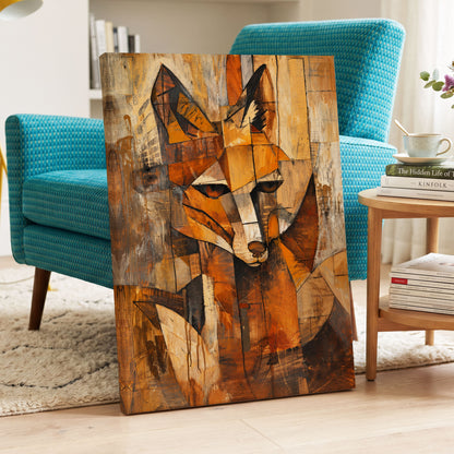 Amber Fox Fragments, orange, brown, beige nature wall art displayed in a styled interior, gallery view 3