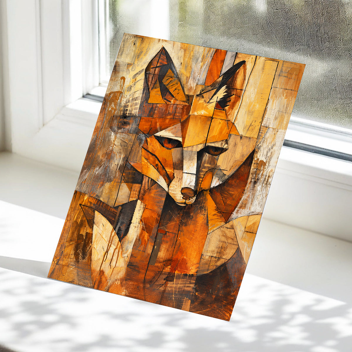 Amber Fox Fragments, orange, brown, beige nature wall art displayed in a styled interior, gallery view 5