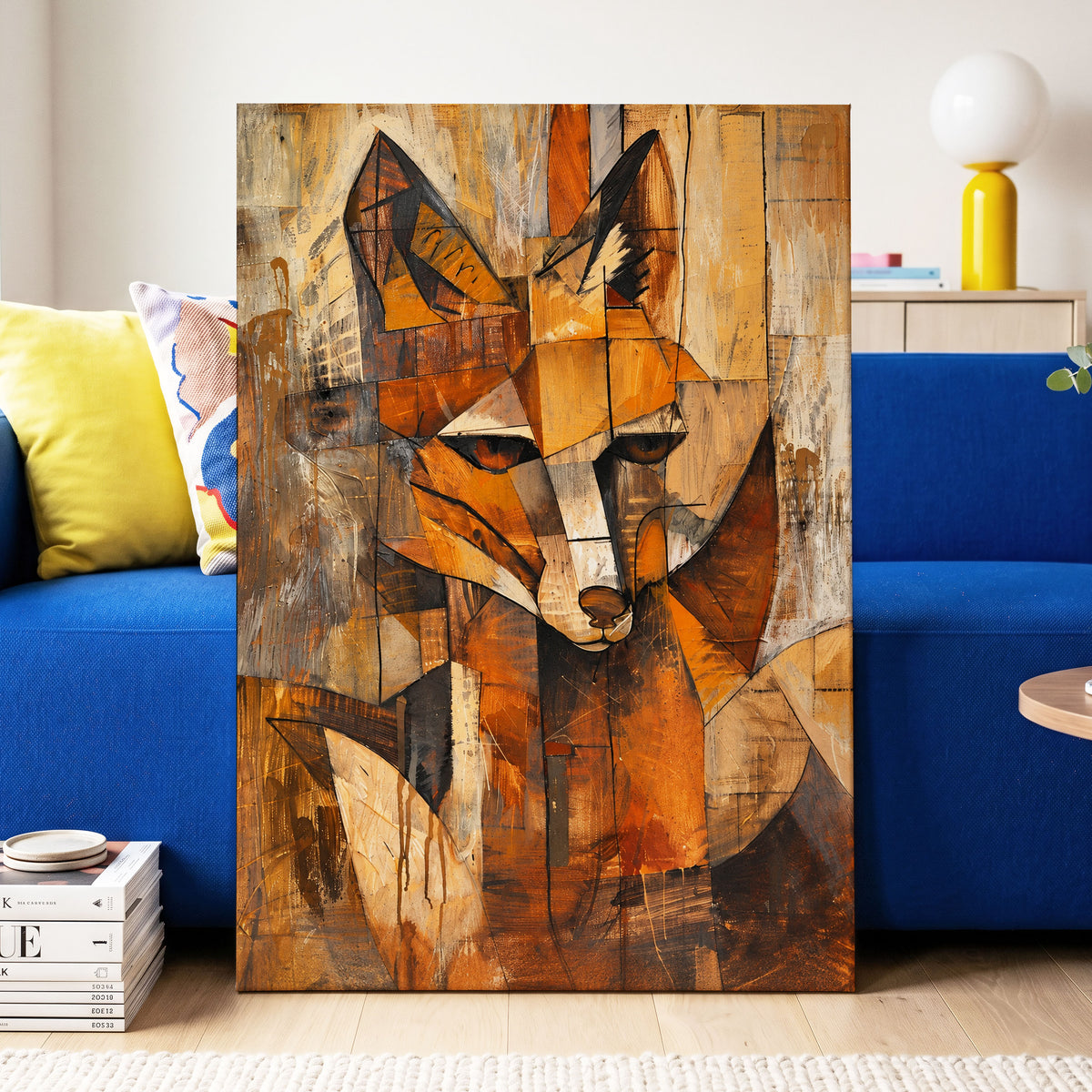 Amber Fox Fragments, orange, brown, beige nature wall art displayed in a styled interior, gallery view 7