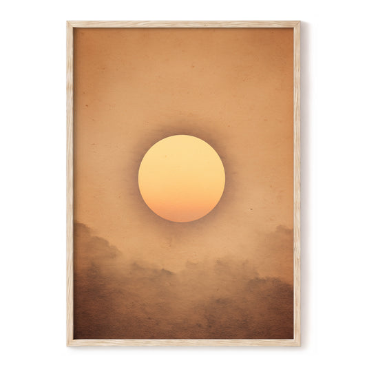 Amber Horizon – beige, gold, orange nature wall art, front view
