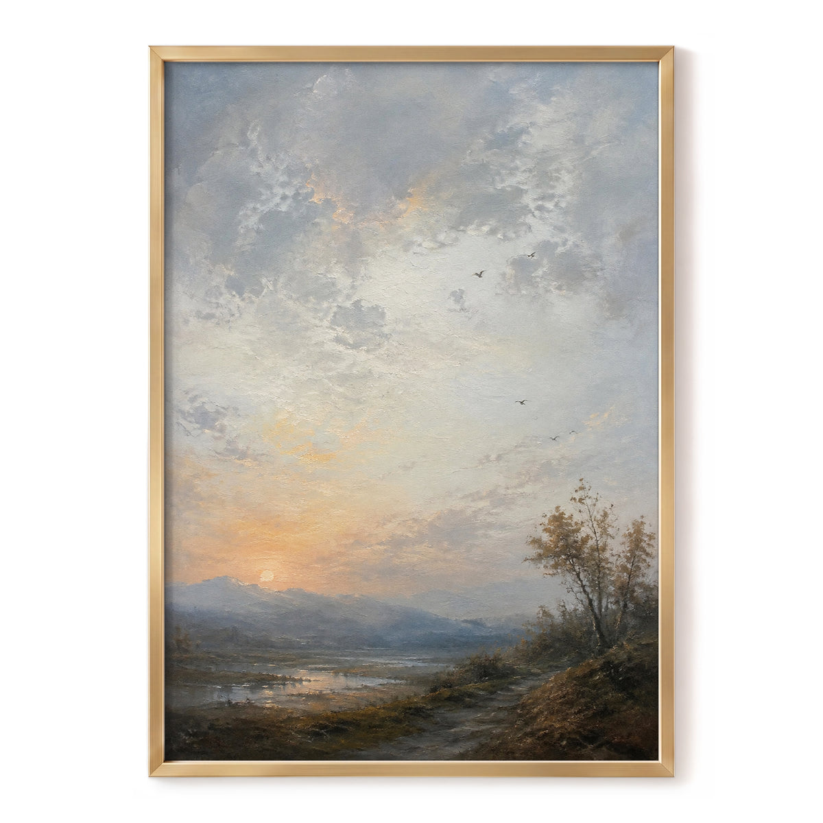 Amber Horizon, gray, blue, brown nature wall art, front artwork view