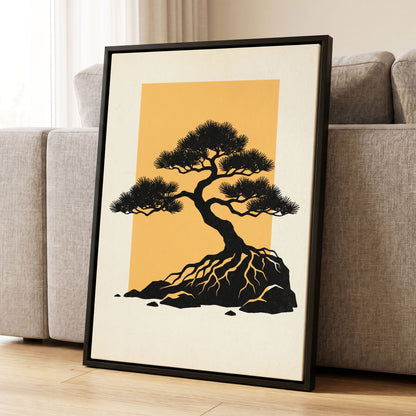 Amber Pine, black, orange, beige nature wall art displayed in a styled interior, gallery view 8