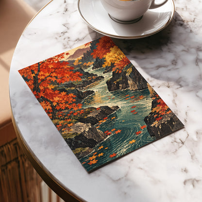 Amber River Passage, orange, red, yellow nature wall art displayed in a styled interior, gallery view 5