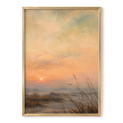 Amber Stillness, orange, beige, brown nature wall art, front artwork view