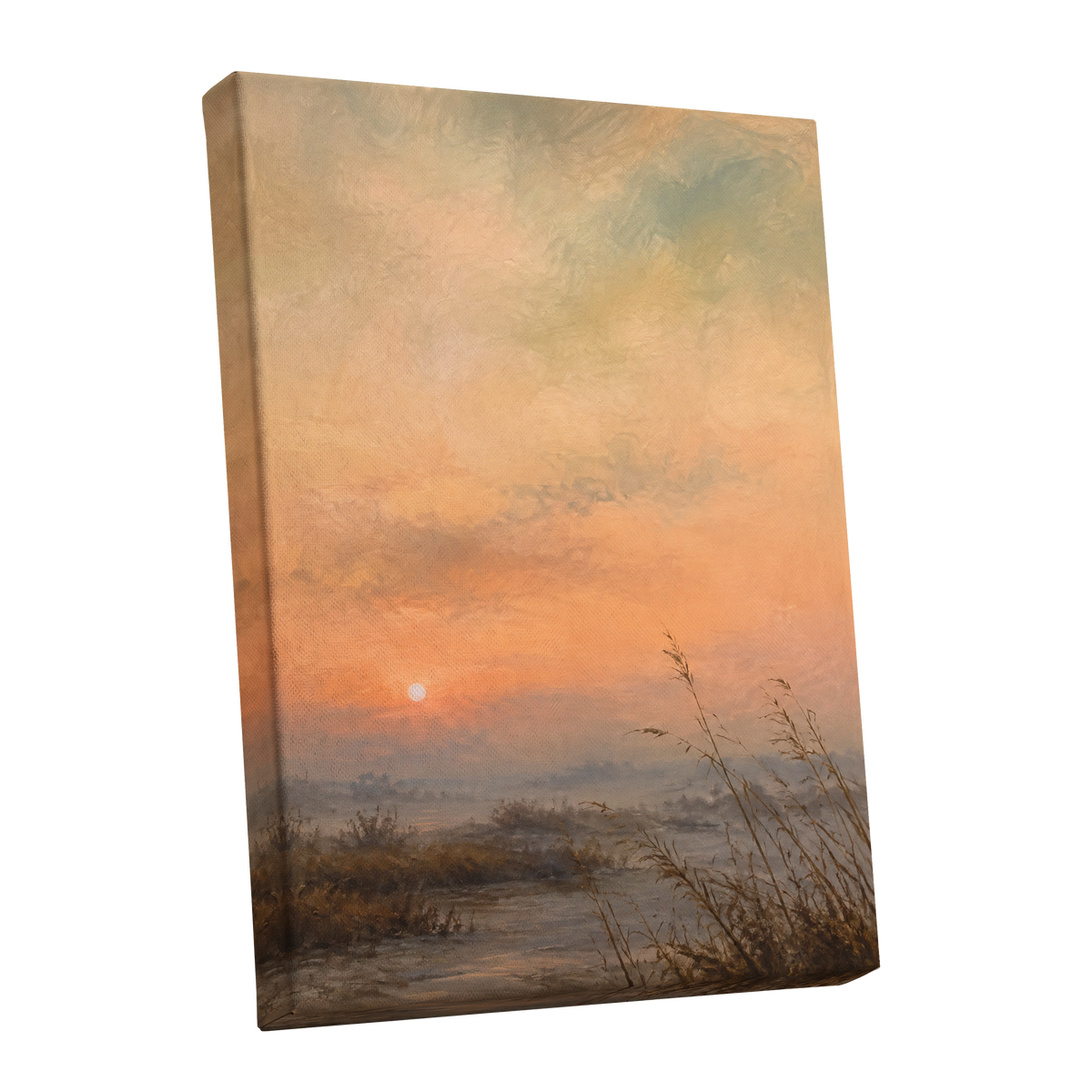 Amber Stillness, orange, beige, brown nature wall art shown as a stretched canvas wall art