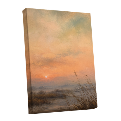Amber Stillness, orange, beige, brown nature wall art shown as a stretched canvas wall art
