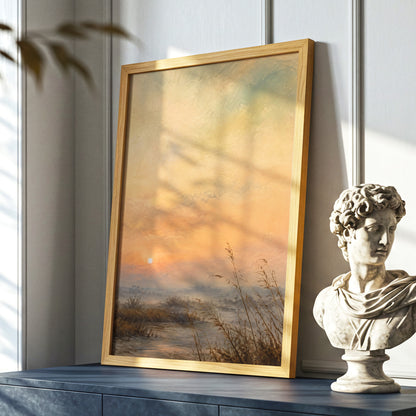 Amber Stillness, orange, beige, brown nature wall art displayed in a styled interior, gallery view 6