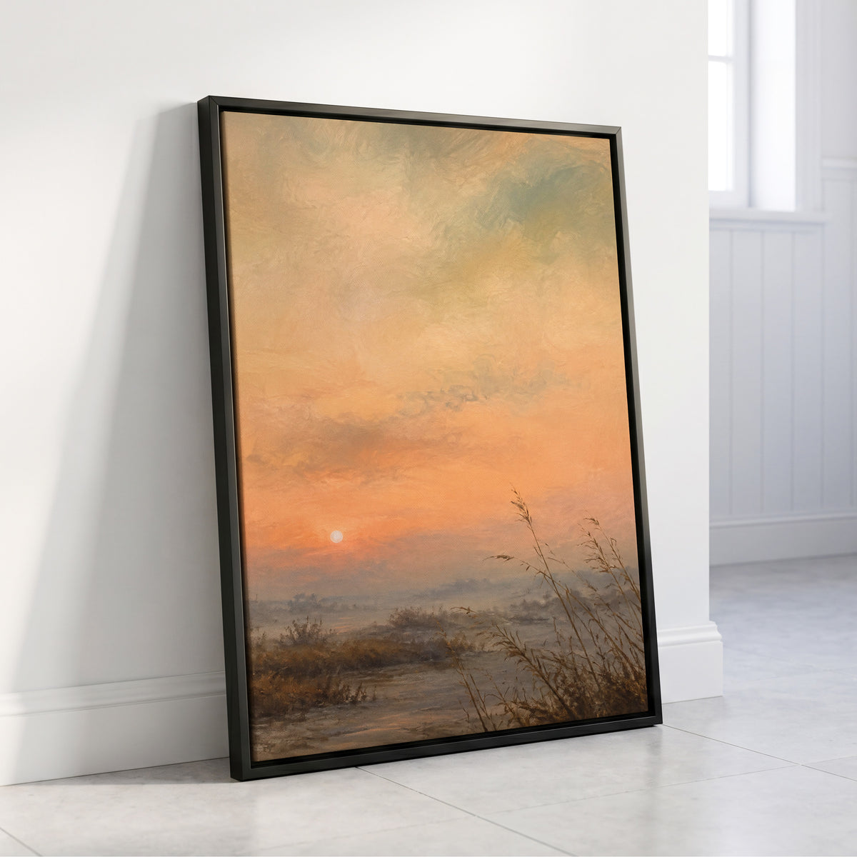 Amber Stillness, orange, beige, brown nature wall art displayed in a styled interior, gallery view 8