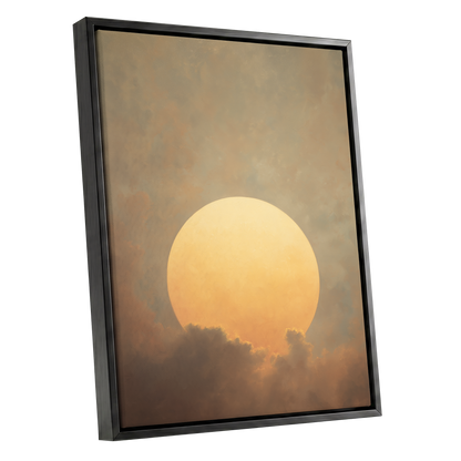 Amber Sun Reverie, gold, beige, brown nature wall art shown as a black framed canvas wall art
