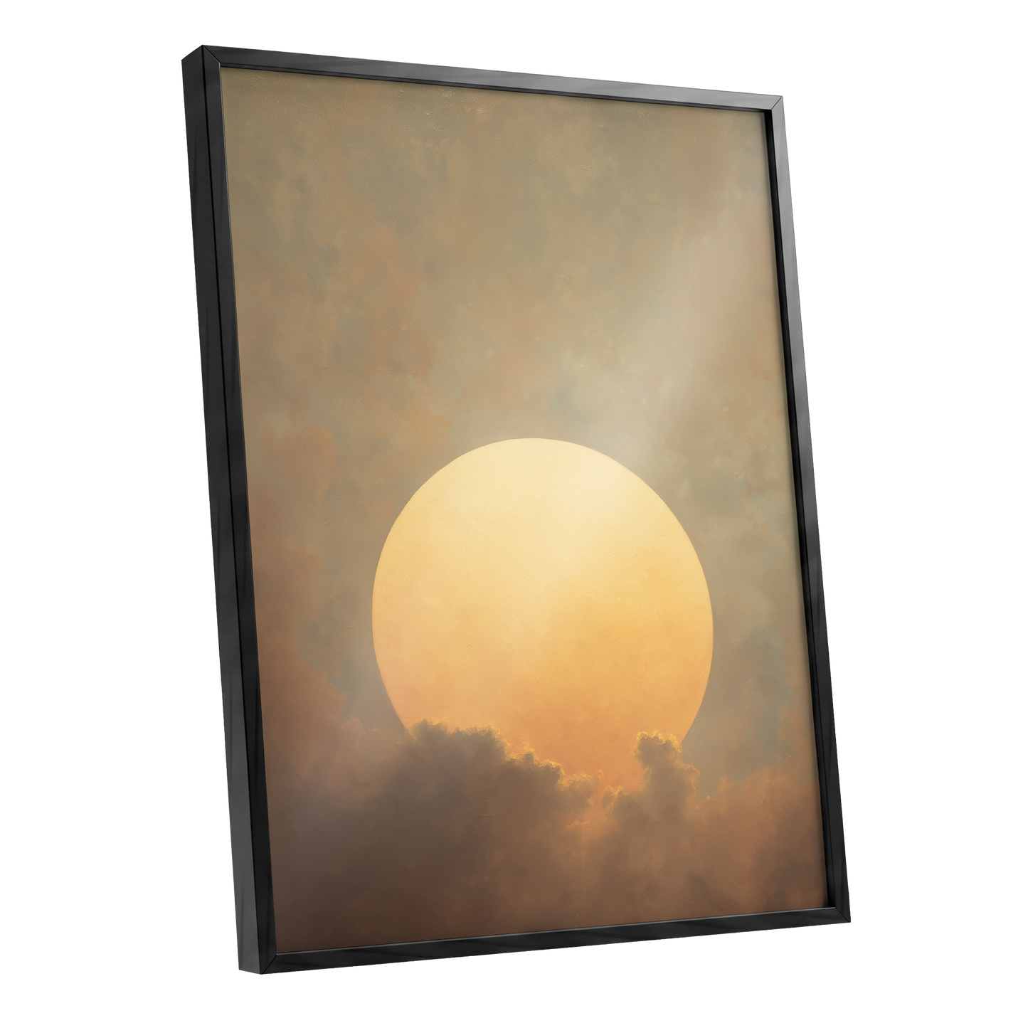 Amber Sun Reverie, gold, beige, brown nature wall art shown as a black framed poster wall art print