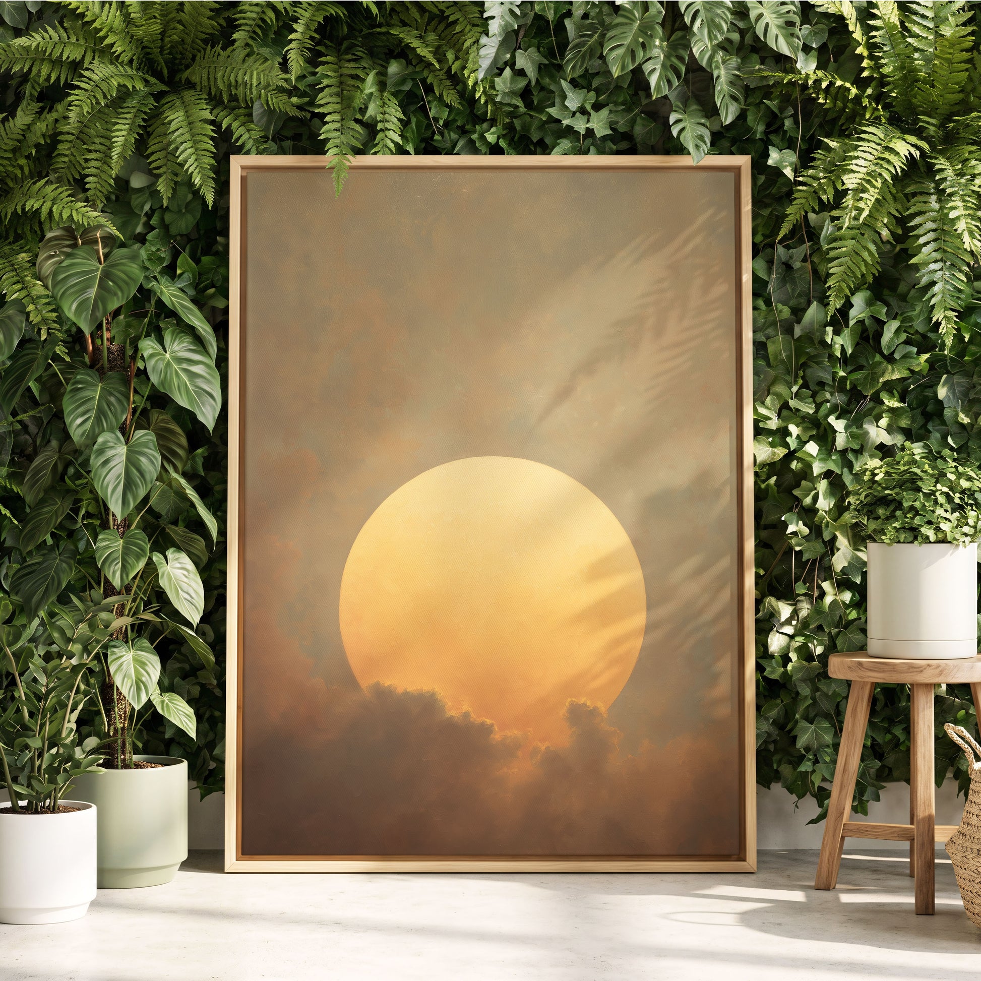 Amber Sun Reverie, gold, beige, brown nature wall art displayed in a styled interior, gallery view 4