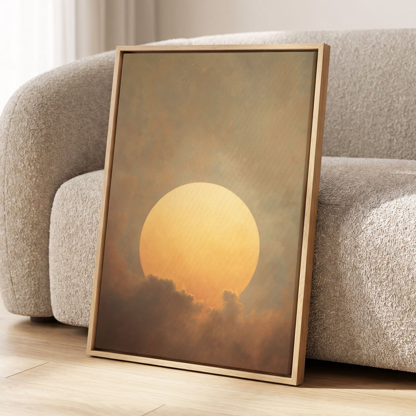 Amber Sun Reverie, gold, beige, brown nature wall art displayed in a styled interior, gallery view 8