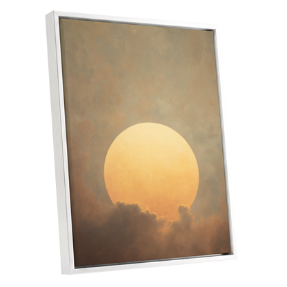 Amber Sun Reverie, gold, beige, brown nature wall art shown as a white framed canvas wall art