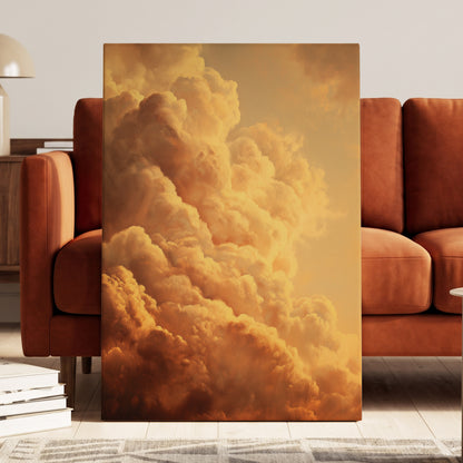 Amber Tempest, gold, orange, brown nature wall art displayed in a styled interior, gallery view 3