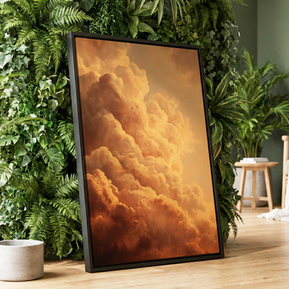 Amber Tempest, gold, orange, brown nature wall art displayed in a styled interior, gallery view 4