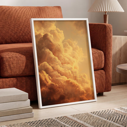 Amber Tempest, gold, orange, brown nature wall art displayed in a styled interior, gallery view 6