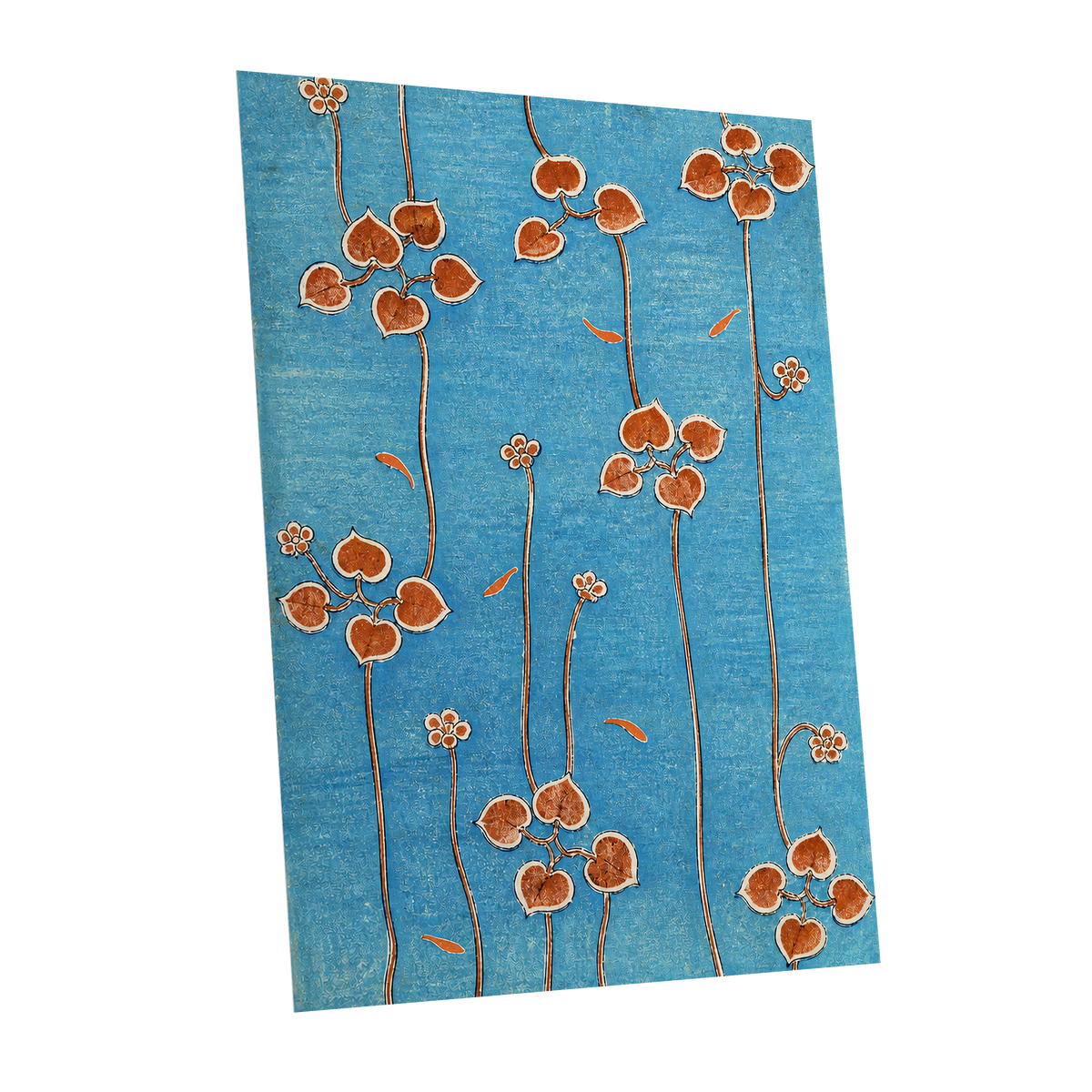 Amber Vine Reverie, blue, orange, brown floral wall art shown as a unframed poster wall art print