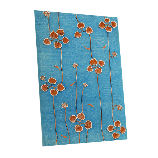 Amber Vine Reverie, blue, orange, brown floral wall art shown as a unframed poster wall art print
