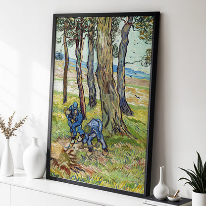 Among the Tall Trees, green, blue, brown nature wall art displayed in a styled interior, gallery view 2