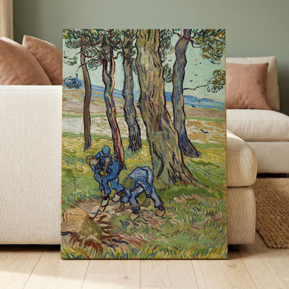 Among the Tall Trees, green, blue, brown nature wall art displayed in a styled interior, gallery view 3