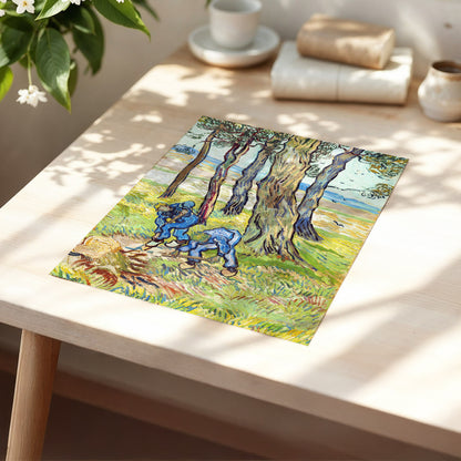 Among the Tall Trees, green, blue, brown nature wall art displayed in a styled interior, gallery view 5