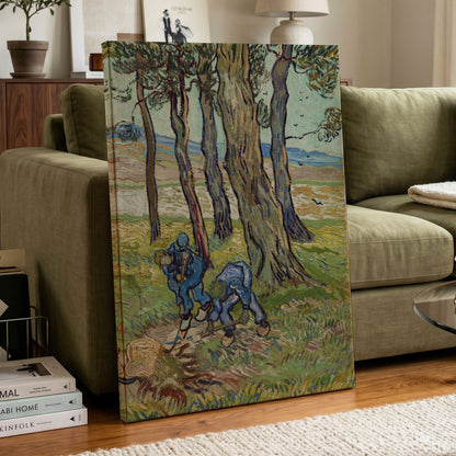 Among the Tall Trees, green, blue, brown nature wall art displayed in a styled interior, gallery view 7