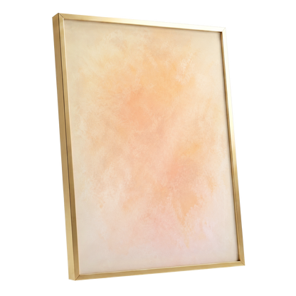 Apricot Hush, orange, pink, beige abstract wall art shown as a gold framed poster wall art print
