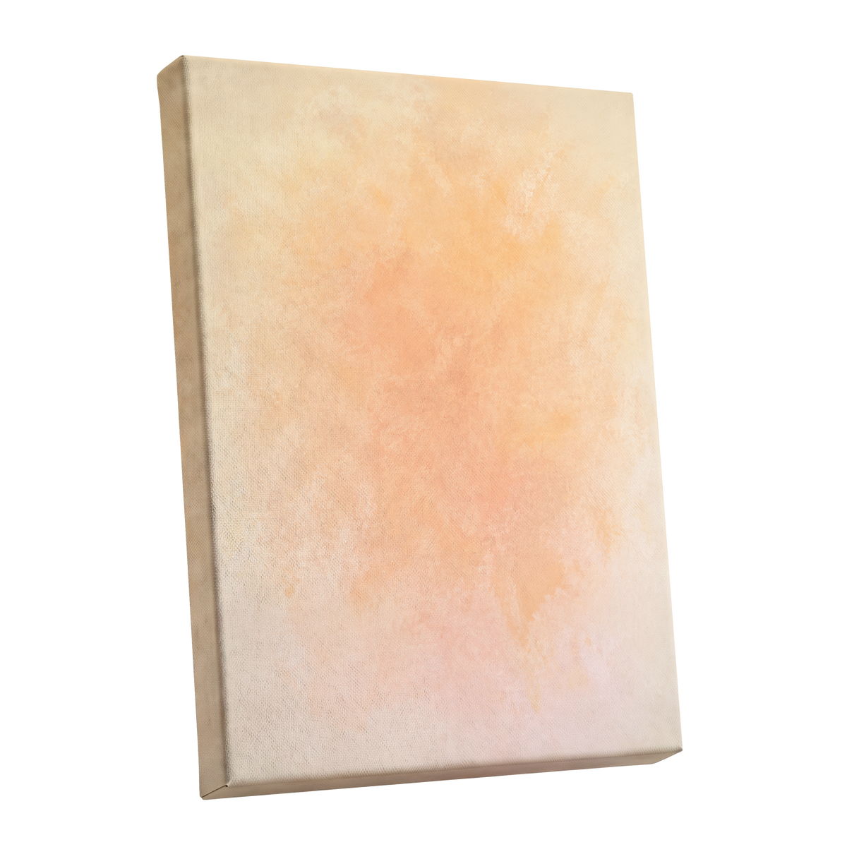 Apricot Hush, orange, pink, beige abstract wall art shown as a stretched canvas wall art
