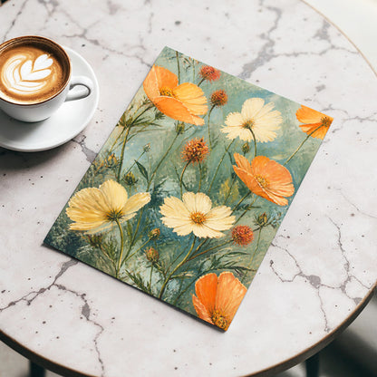 Apricot Meadow, orange, beige, white floral wall art displayed in a styled interior, gallery view 5