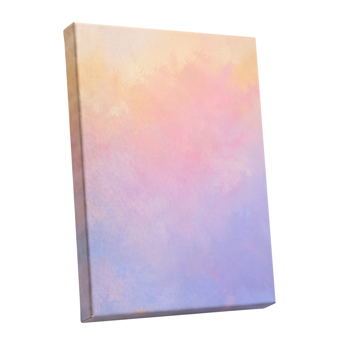 Apricot Reverie, orange, pink, purple abstract wall art shown as a stretched canvas wall art