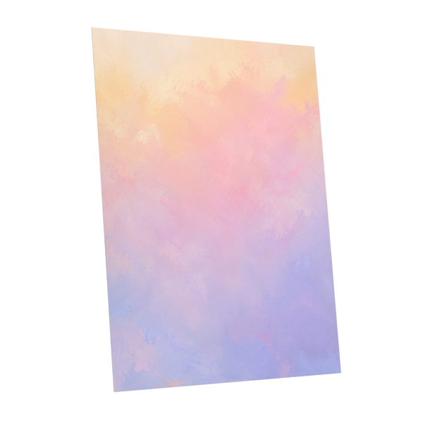 Apricot Reverie, orange, pink, purple abstract wall art shown as a unframed poster wall art print
