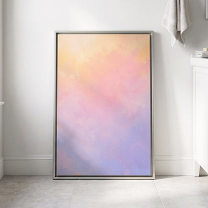 Apricot Reverie, orange, pink, purple abstract wall art displayed in a styled interior, gallery view 4