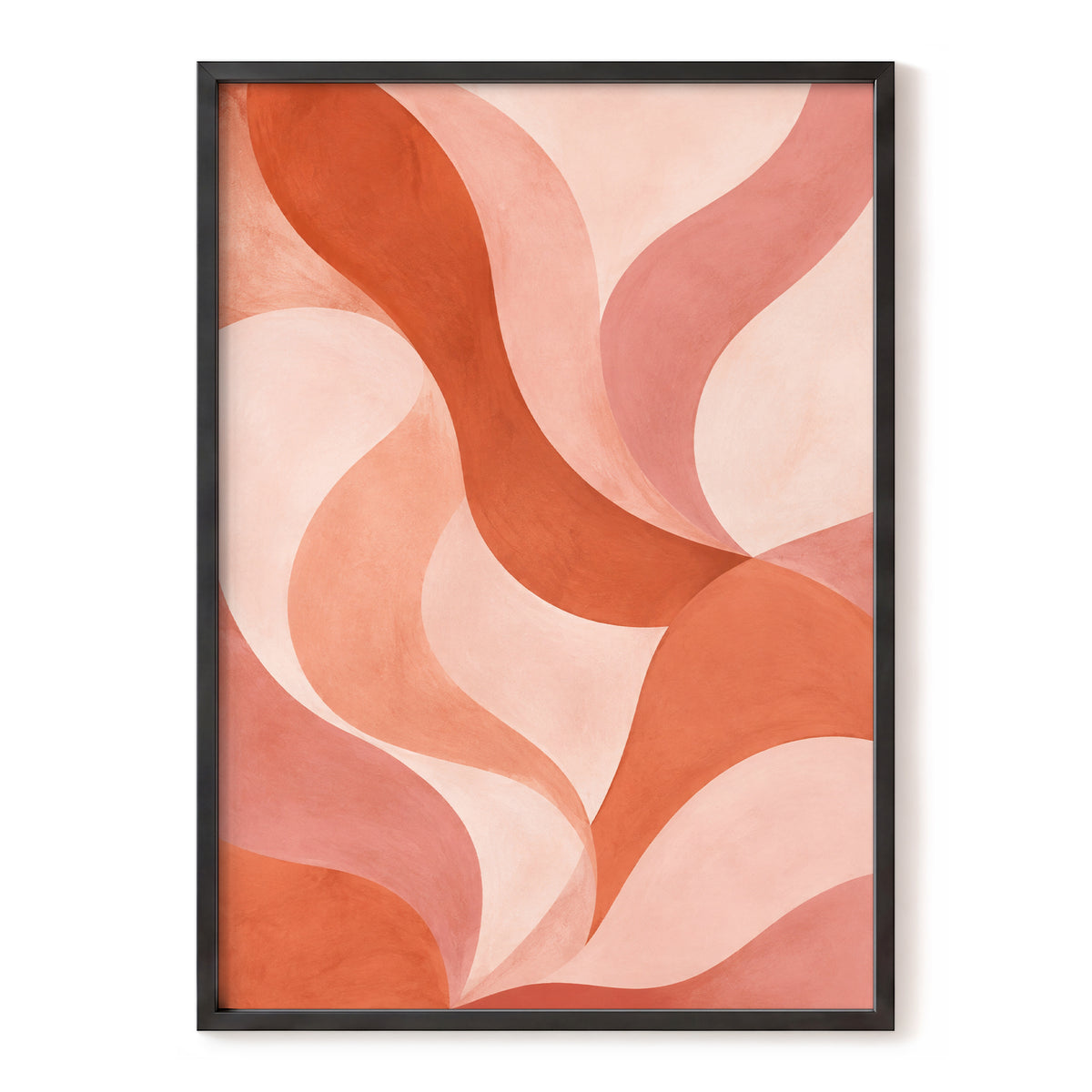 Apricot Ribbons, orange, pink, beige abstract wall art, front artwork view