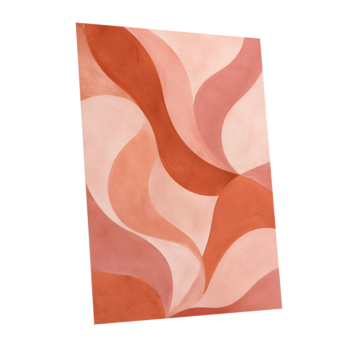 Apricot Ribbons, orange, pink, beige abstract wall art shown as a unframed poster wall art print
