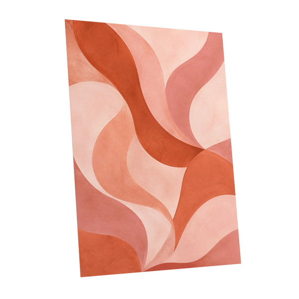 Apricot Ribbons, orange, pink, beige abstract wall art shown as a unframed poster wall art print