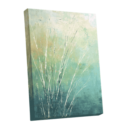Aqua Meadow Lines – stretched canvas option