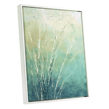 Aqua Meadow Lines – white framed canvas option