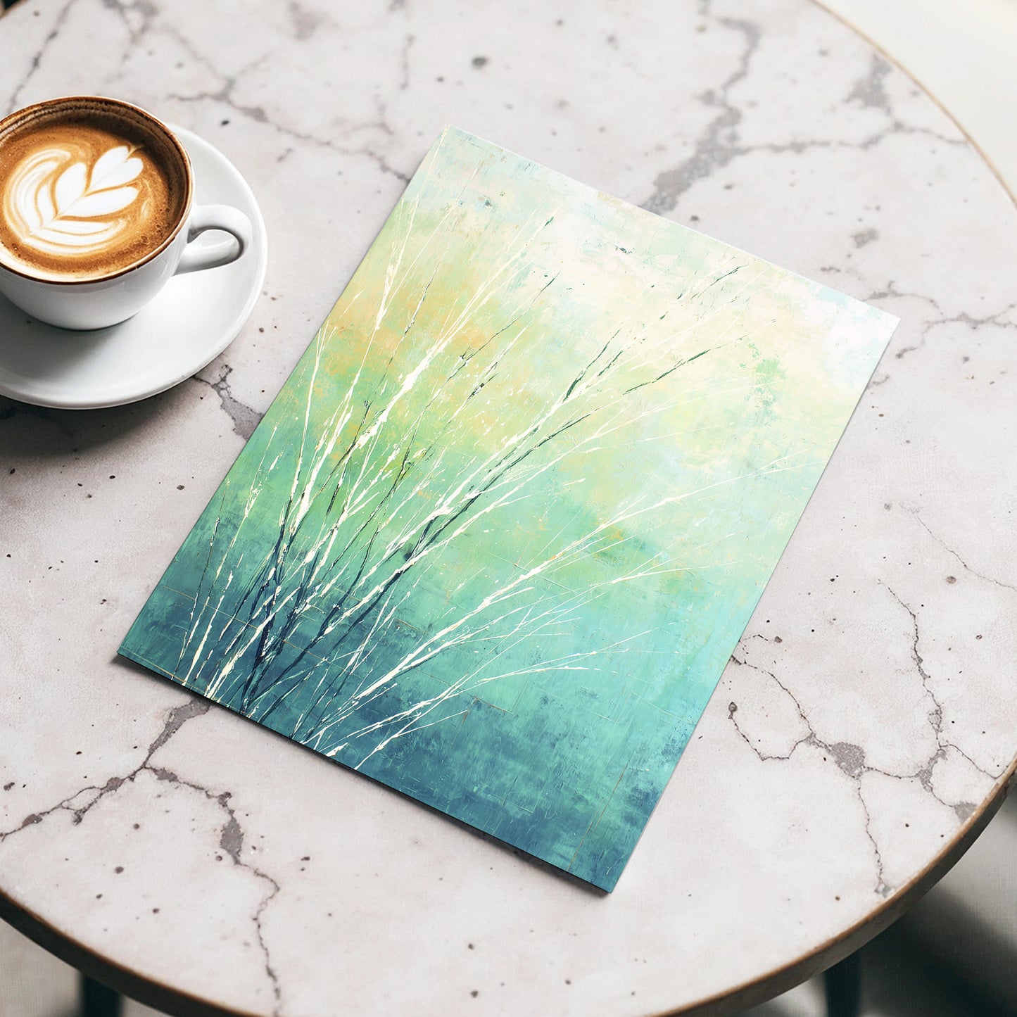 Aqua Meadow Lines – wall art displayed in a styled interior, gallery view 3