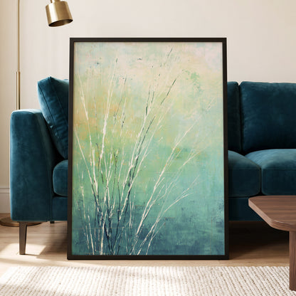 Aqua Meadow Lines – wall art displayed in a styled interior, gallery view 6