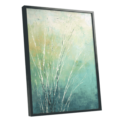 Aqua Meadow Lines – black framed poster option