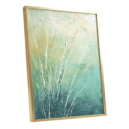 Aqua Meadow Lines – gold framed poster option