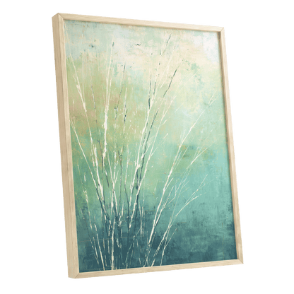 Aqua Meadow Lines – oak framed poster option