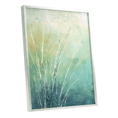 Aqua Meadow Lines – silver framed poster option