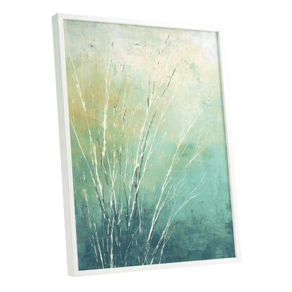 Aqua Meadow Lines – white framed poster option